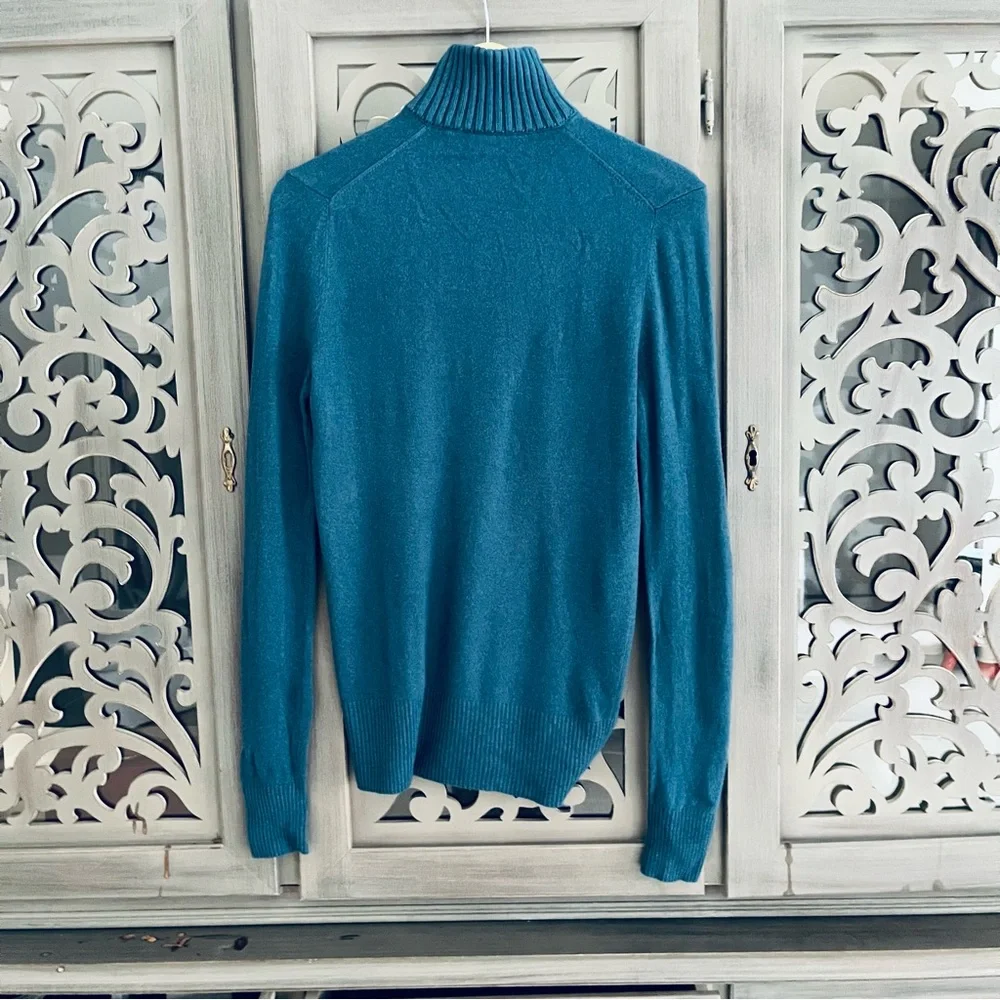 Tory Burch teal blue button up sweater S